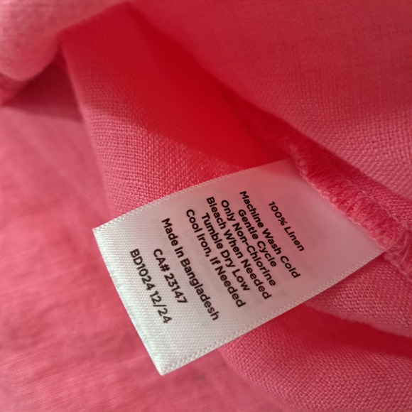 Talbots Linen Drawstring Midi‎ Skirt Women's Large Pink Pull On Pockets Vacation - Picture 7 of 9